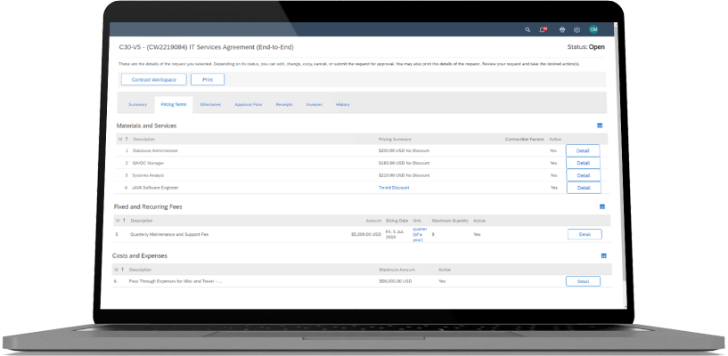 SAP Ariba Contracts Software Features